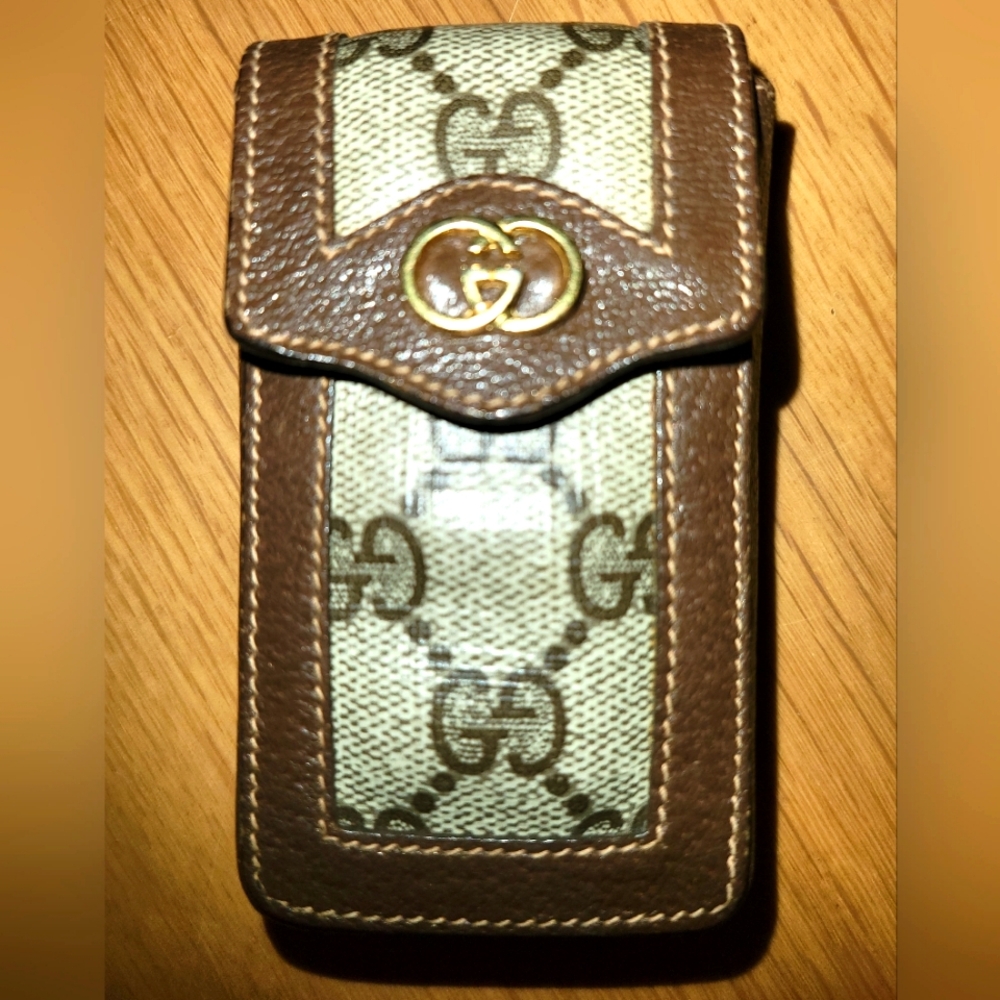 70's Vintage GUCCI Cigarette Case GG Brown - RARE FIND